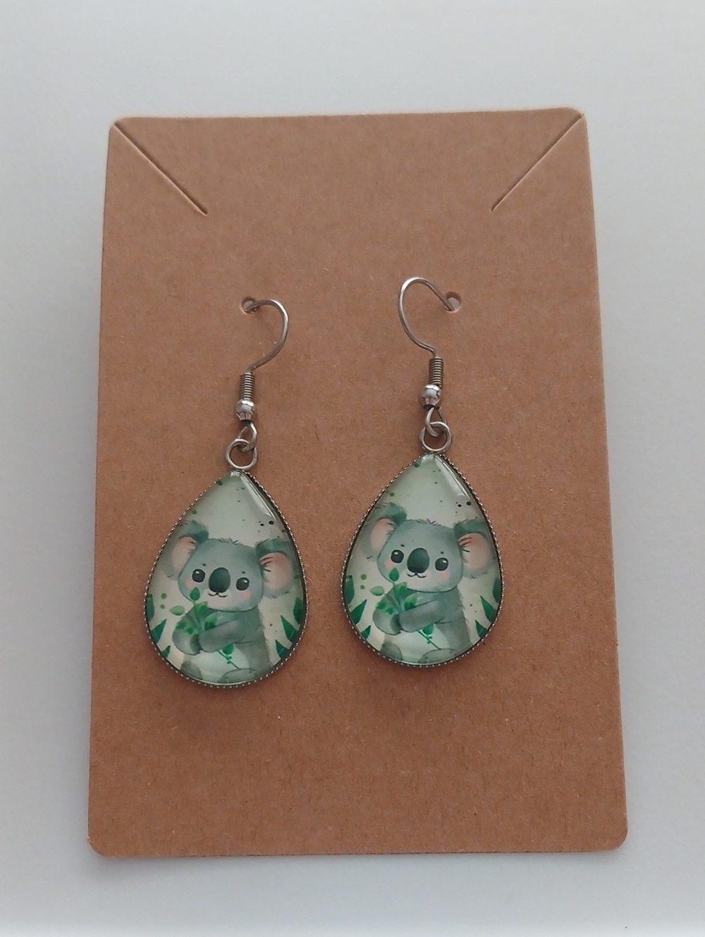 Fashion Jewelry Green Koala Teardrop Earrings